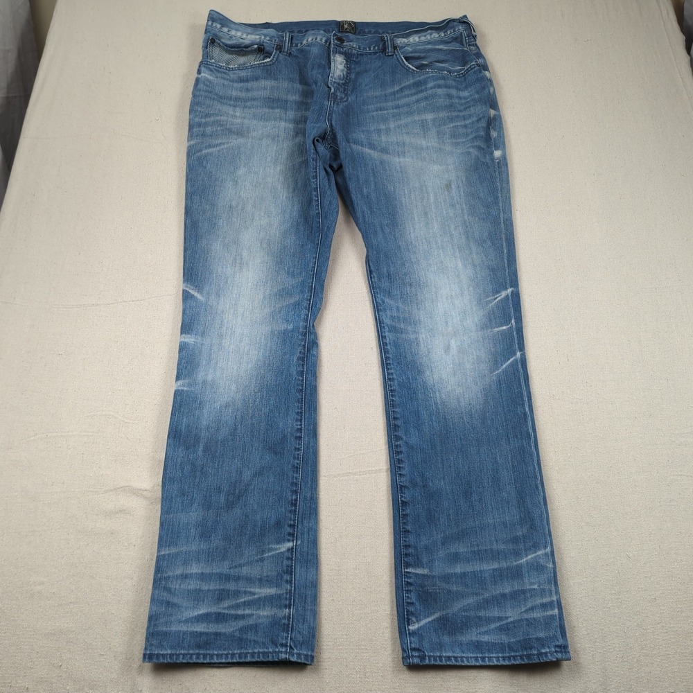 PRPS Jeans Mens 42x34 Blue Demon Button Fly Distressed Faded Casual